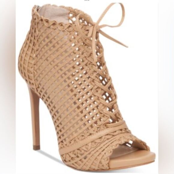 Jessica Simpson- Beige Rendy Heels with string ties, size 9/ 39 - Picture 1 of 12